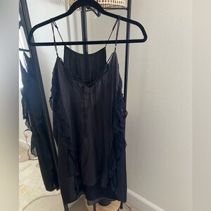 Satin Slip Dress with Ruffle detail